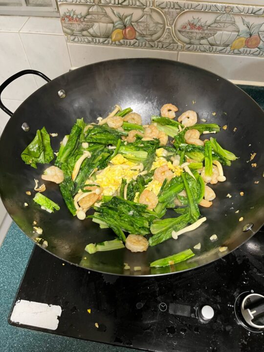 中華鍋で卵野菜炒めを作ってみました