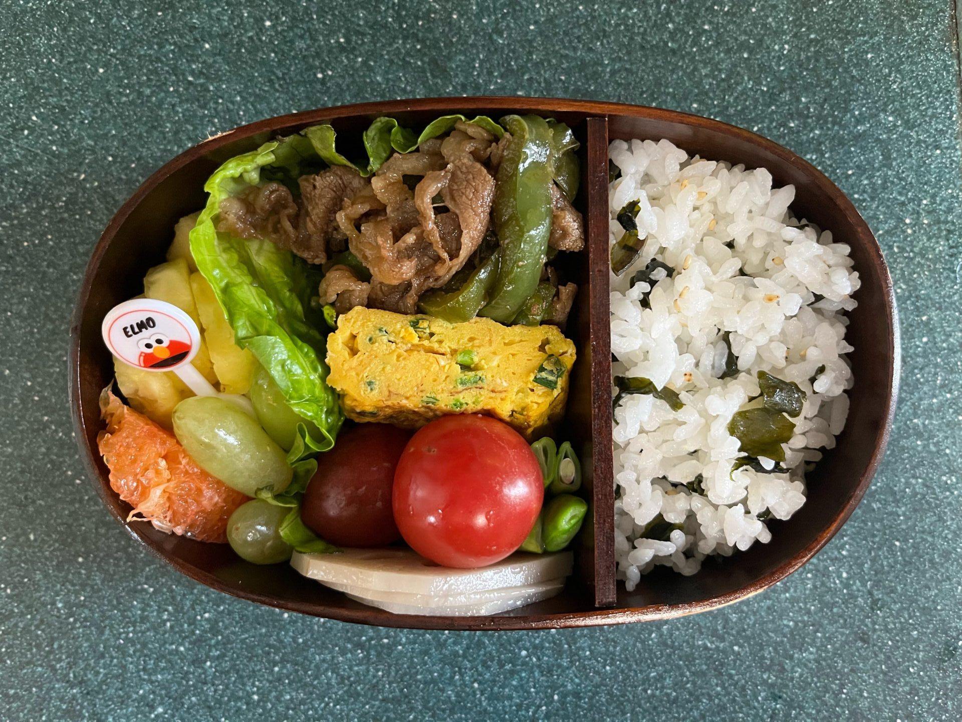 今日のお弁当(4/16)
メインは牛肉とピーマンの炒め物でした