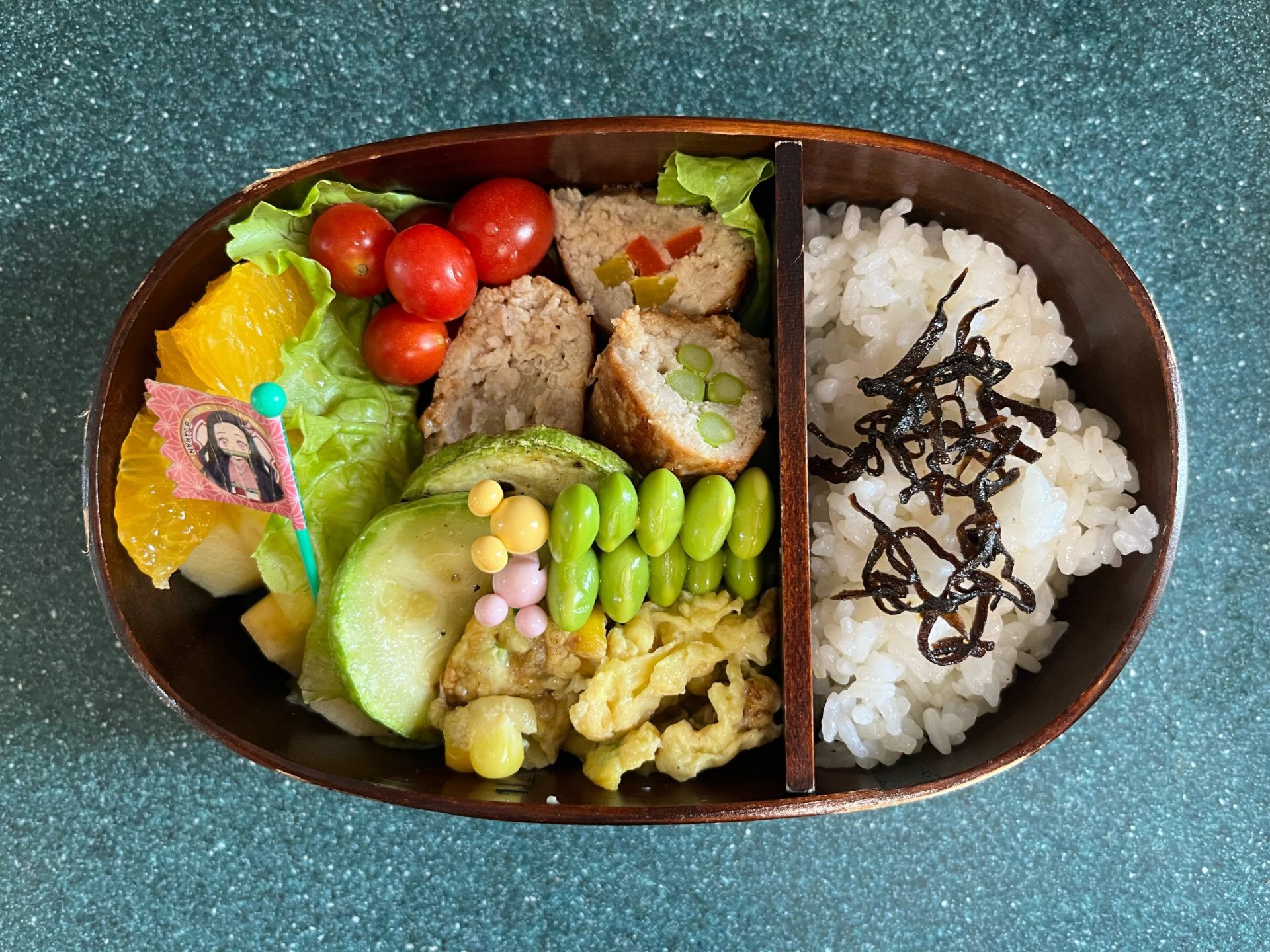 今日のお弁当(7/4)
メインは野菜の豚ひき肉巻きでした