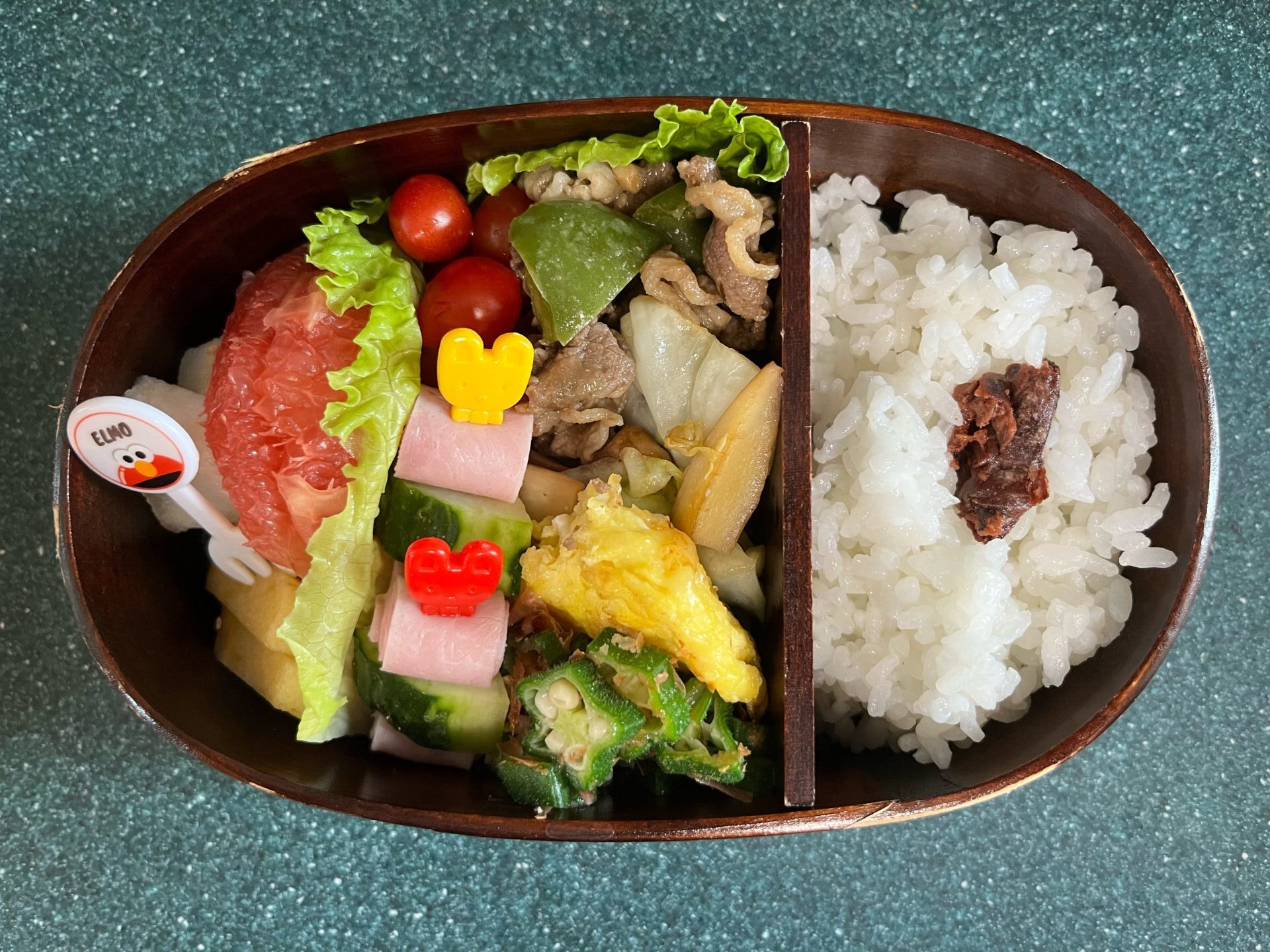 今日のお弁当(7/10)
メインは牛肉と夏野菜の炒め物でした