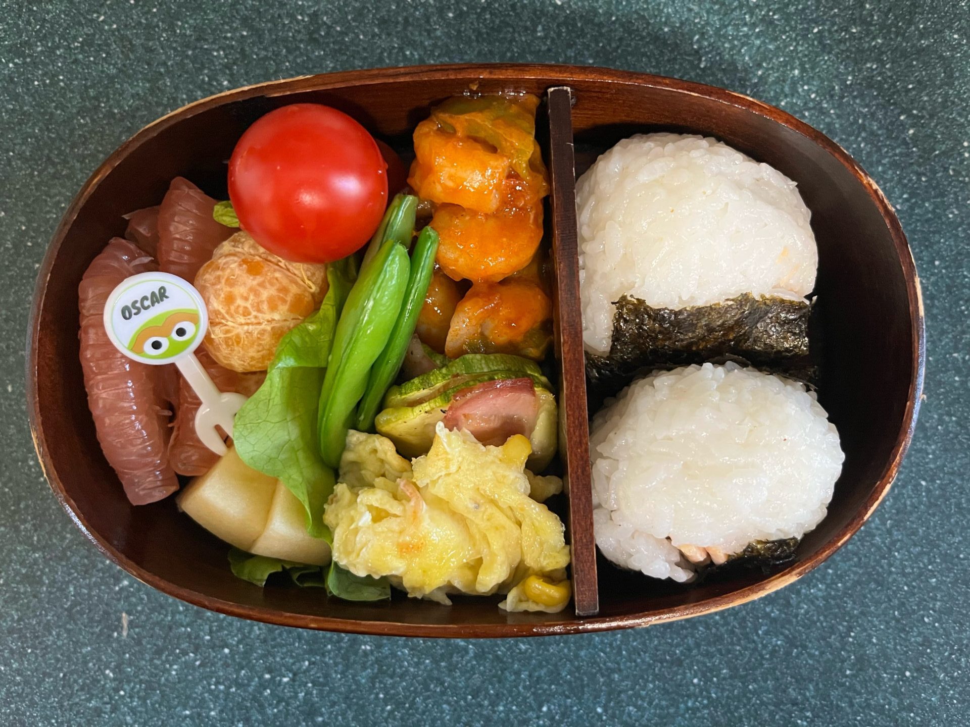 今日のお弁当(1/10)
メインはエビのケチャップ煮でした